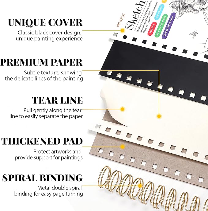 Sketch Book with 12 Color Pencil Set, 90 Sheets Spiral Sketchbook for Drawing (68lb/100gsm), Acid-Free Sketch Pad for Kids Artist, Art Paper Drawing Supplies for Gifts (5.5×8.5 inch)