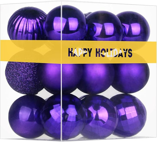 18Pcs Christmas Balls Ornaments for Xmas Tree - Shatterproof Christmas Tree Decorations Medium Hanging Ball Purple 2.5in x 18 Pack