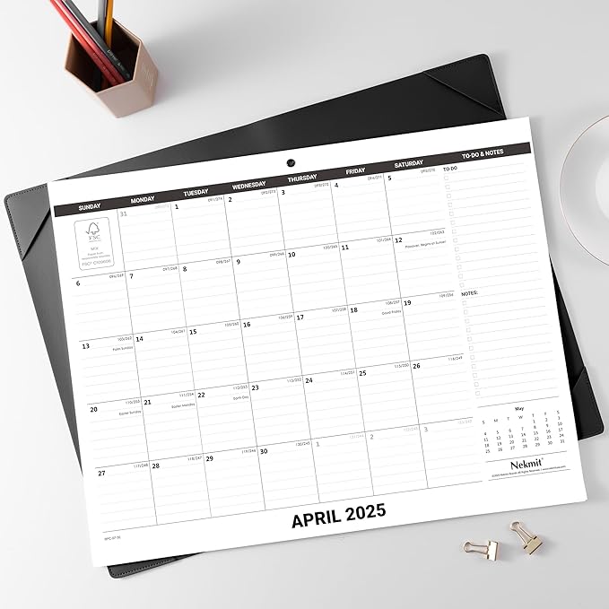 Nekmit Large Desk Calendar 2025-2026 with Desk Protecting Pad, Runs from Jul 2025 - Dec 2026, Office Supplies 21" x 16 1/2" Desktop Calendar for Life Planning or Organizing