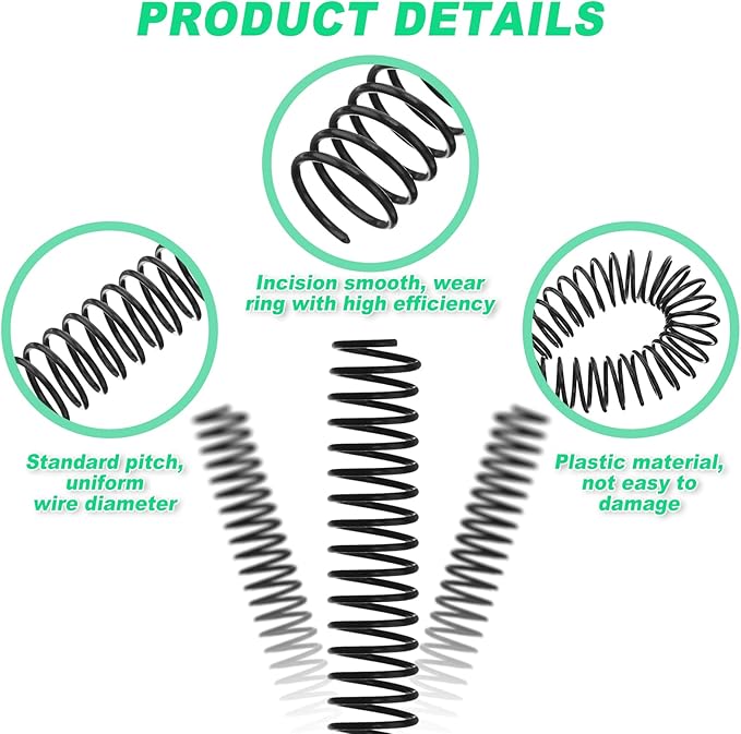 Leinuosen 120 Pack Plastic Spiral Binding Coils Kit Spirals Multi Size Coils for Binding Binder Combs Spines(1/4 5/16 3/8 1/2 5/8 3/4 Inch,Black)
