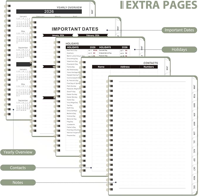 2026 Planner, Weekly and Monthly Calendar Planning Agenda, Jan 2026 - Dec 2026, Academic Planner Book, Desk Accessories and Office Supplies for women & men - A5 (6.3'' x 8.5'')
