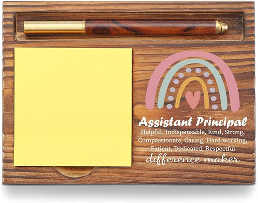 Assistant Principal Appreciation Sticky Note Holder, Inspirational Desk Organizer for Assistant Principals, School Gift for Assistant Principals Desk Accessory TZP137