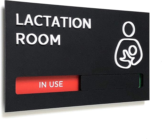 Kubik Letters Premium Lactation Room Sign with Slider for Dual Messages Room Status (AVAILABLE or IN USE)