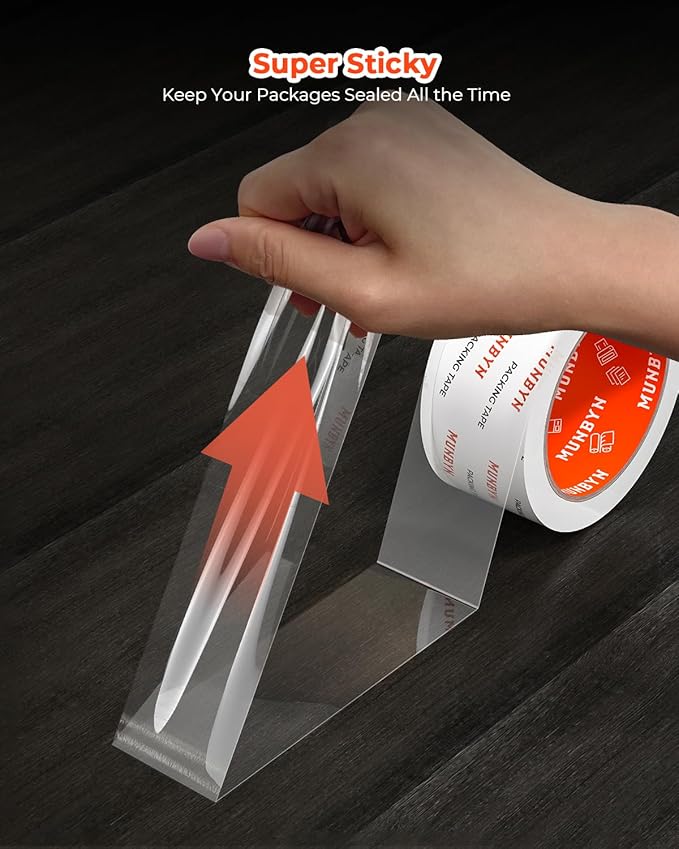 MUNBYN Heavy Duty Shipping Packing Clear Tape Refill for Dispenser with Total 360 Yards, 2.7mil, 1.88 inches *60 Yard(Per Rolls) Great for Shipping Packing Moving Mailing Office Storage