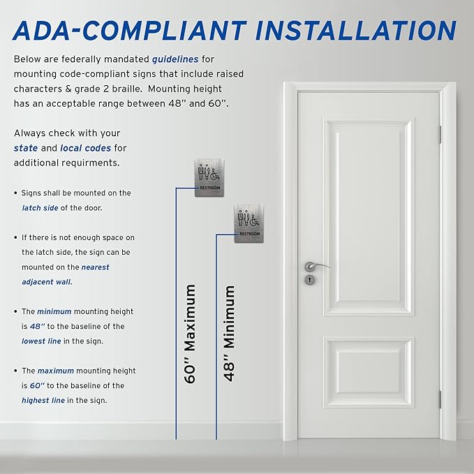 Brushed Aluminum Restroom Sign (Modern - Brushed Aluminum) - Bathroom Sign, Bathroom Signs for Business, Restroom Signs for Business - Made in USA