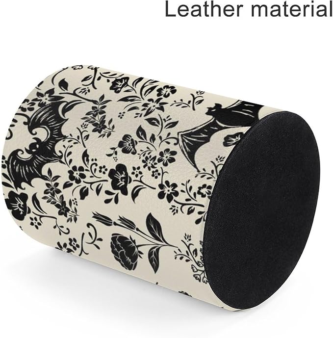 Gothic Bat Flowers Pen Holder Pencil Organizer Cute Pencil Cup Desk Decor Makeup Brush Holder PU Multifunctional Office Suppliesfor Home Classroom School