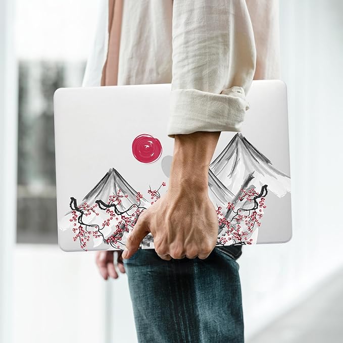 Compatible with MacBook Air 13.6 inch Case 2022-2025 M4 A3240 M3 A3113 M2 A2681,Sunset&Moutain for Mac Air13 M4 Pattern Plastic Hard Shell&Keyboard Cover for Air 13.6 Print,Abstract Mountain