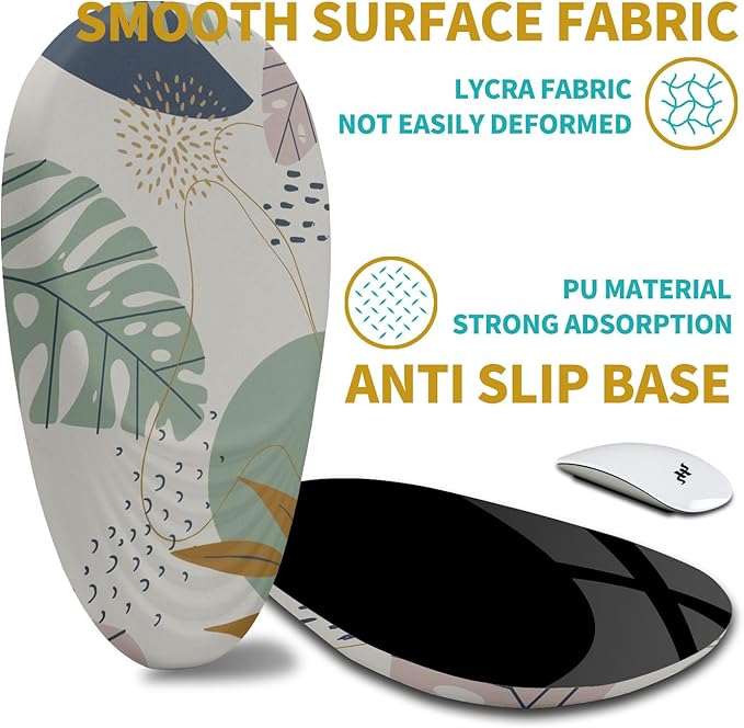 Hokafenle Ergonomic Mouse Pad Wrist Support with Stepped-Wedge Design, Wrist Rest Pain Relief Mousepad Filled with Memory Foam, Carpal Tunnel Mousepad for Wireless Mouse(12x8 inch, Abstract Leaves)