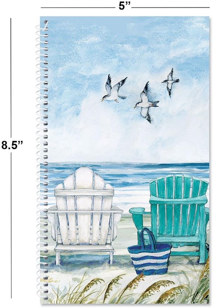 Current By The Sea Password & PIN Keeper Book, 94 Pages, 5” x 8.5” Size Spiral Bound, Soft Cover Internet Organizer for Offline Website, Login, & Username Storage