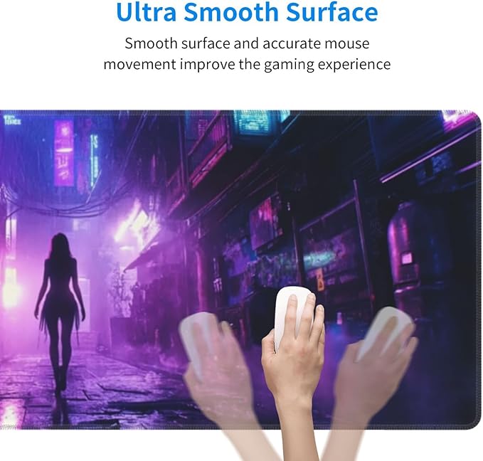 Punk Mouse Pad 31.5 X 11.8 Inch Big Desk Rubber Base Stitched Edges Keyboard Pad XXL Mouse Mat for Home Game and Office