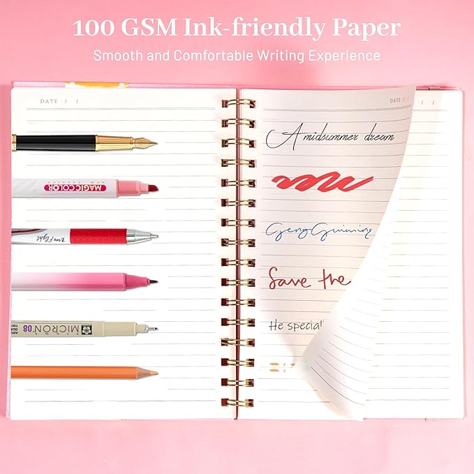 Yoment Lined Spiral Notebook Journal for Women Men A5 Small Spiral Notebooks 5x7 160 Pages Pink Notebook College Ruled Spiral Bound Journal for Work Note Taking School, Pink