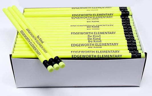 Pencil Guy Promotional Personalized Imprinted Neon Round Pencils- 500 per box