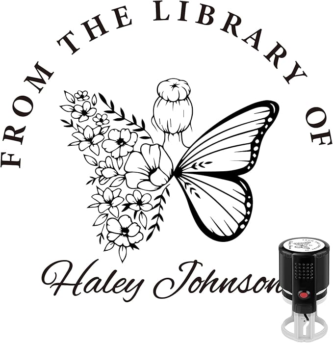 Custom Self-Inking Stamps | Personalized Book Stamp Gift for Book Lovers | 5 Ink Colors (Style02)