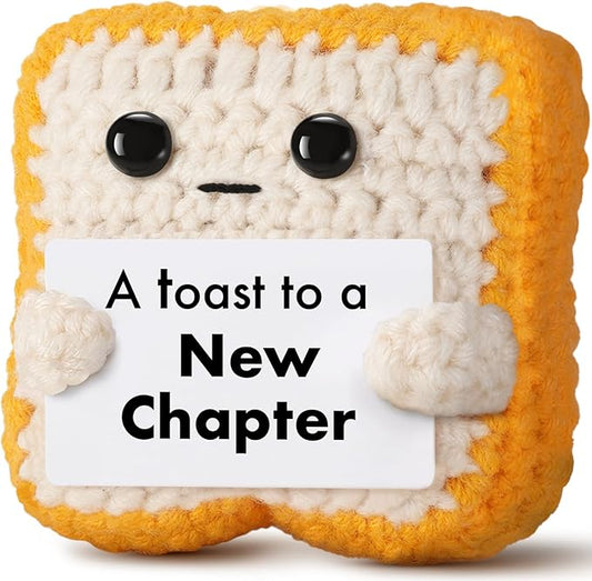 Encouragement Gift for New Chapter - Funny Crochet Toast for New Job, Graduation, Retirement, Sobriety - Unique Good Luck Keepsake & Card Alternative for Women, Men, Friend, Coworker