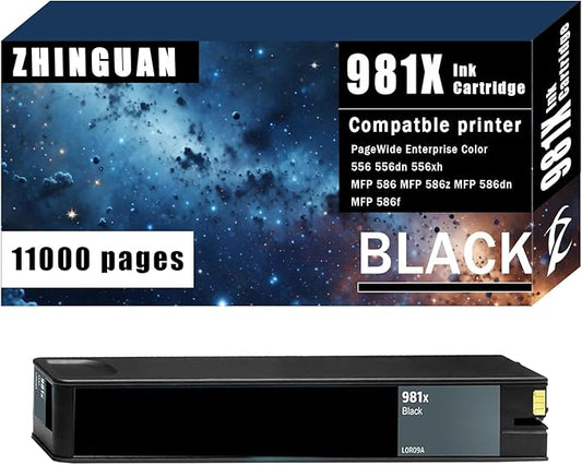 Remanufactured 981X 981 High Yield Black Ink Cartridge Works for PageWide Enterprise Color 556 556dn 556xh MFP 586 MFP 586z MFP 586dn MFP 586f Printer