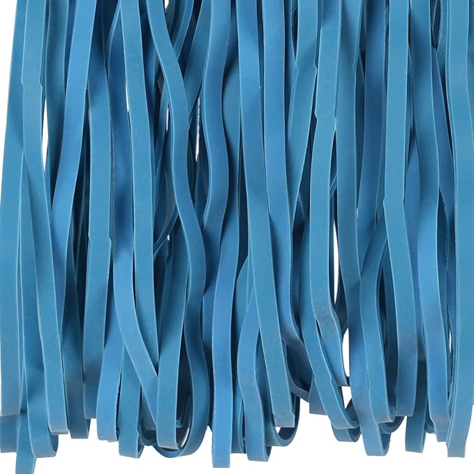 AMUU Rubber Bands Large Flat Fold Length 12inch 40 Pieces Fits 8-33 Gallon Trash Cans Blue Heavy Duty Elastic Rubber Bands for File Folders Office Home Supplies