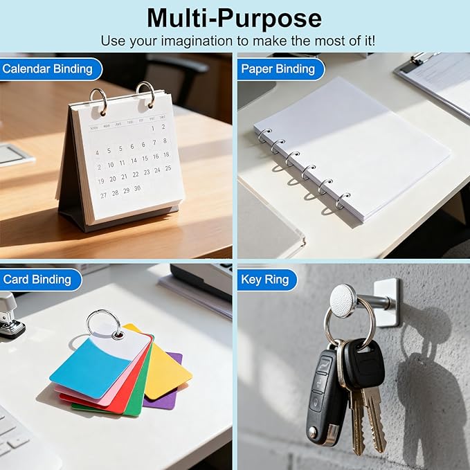 200Pcs 1 Inch Loose Leaf Binder Book Rings, with Metal Nickel Plated for Key,and Index Cards, for School, Home, or Office, Silver