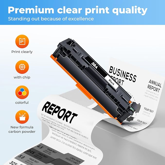 58A Toner Cartridge Black for Laser Jet Enterprise M406dn Pro M404dw, Compatible with HP 58X CF258X Toner Cartridges for HP58A CF280A Color Laser Jet Pro M404dw M404dn Enterprise M406dn MFP M428fdw