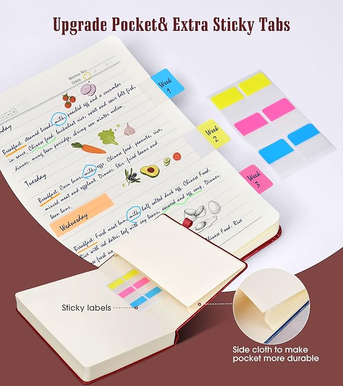 Lined Journal Notebook -365 Pages A5 Thick Journals for Writing Ruled Notebook, Hardcover Leather Journal for Women Men, Daily Notebook for Work, Note Taking, 100Gsm Lined Paper(5.7'' X 8.3'' Wine)