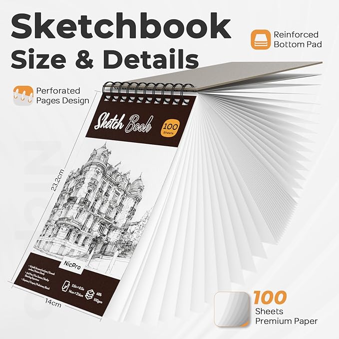 Nicpro 26PCS Art Drawing Supplies Kit, Mechanical Pencils Set 0.5, 0.7, 0.9 & 2mm, 100 Sheets Sketch book, 172PCS Lead Refills, School Supplies Gifts for Artist Adults Teens Girls Boys Kids Sketching