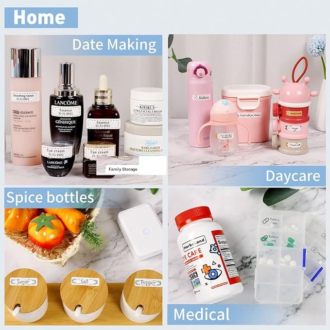 D110-M Label Maker Sticker Machine-Thermal Label Printer Inkless Portable Bluetooth Label Sticker Maker, Mini Bulk Printer for Business Home Office Compatible iOS Android USB Rechargeable-Green