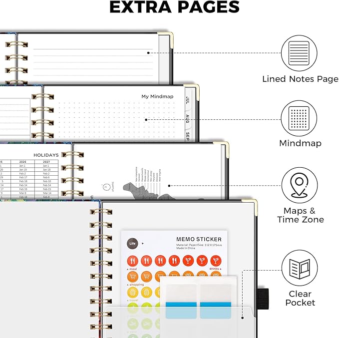 AHGXG 2026 Planner, Weekly and Monthly Planner for Women, Jan 2026 - Dec 2026, Medium Size (5.7" x 8.3"), Calendar 2026, Hardcover with Monthly Tabs, Spiral-Bound, 100 GSM Thick Paper, Colourful Tree