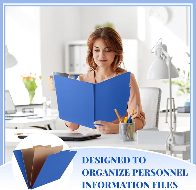 Skyygemm 24 Pcs Classification Folders Letter Size, 2 Pocket Dividers Pressboard File Folder with Fasteners, Expanding File Organizer Bulk for Teachers, Clergy, Office, Church, Christmas (Dark Blue)