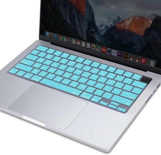 MOSISO Keyboard Cover Skin Compatible with MacBook Air 15 inch M3 A3114 M2 A2941/Air 13.6 A3113 A2681/Pro 14/16 M4 M3 M2 M1, Turquoise