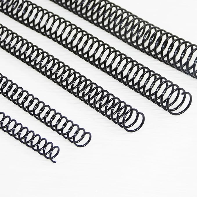 Rayson Plastic Spiral Binding Coil, Mixed Sizes (5/16", 3/8", 1/2", 5/8", 3/4") 4:1 Pitch Black Coil Binding Spines for Business and Educational Purposes, Pack of 125