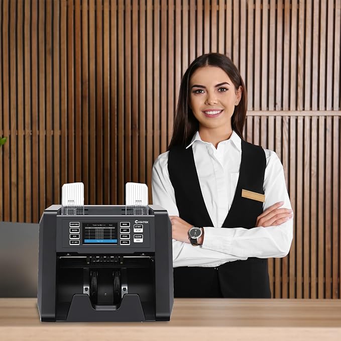 N70A Business Grade Money Counter Machine with 2CIS/UV/MG/IR Counterfeit Detection, Serial Number Reading,Mixed Denomination,Bill Counter High Speed for Store, Small Business, Office
