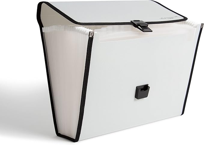 U Brands Gray Expandable 26-Pocket Performance Poly File Folder with Handle Office Supplies, 13” x 10.83” x 2.5”