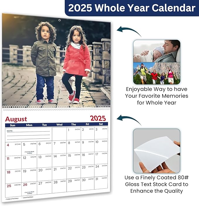Custom Photo Wall Calendar 2026 - Personalized Family & Office Photo, Print Your 13 Memories Custom - Perfect for Parties, Birthdays & Christmas Gifts (Wall Calendar 11"×17", 1 x Calendar)