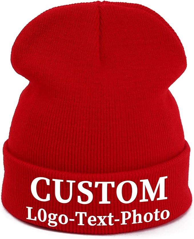Custom Beanie for Men Women Bulk Custom Winter Hat Beanies with Logo Text Image Personalized Knit Hats Gifts for Business