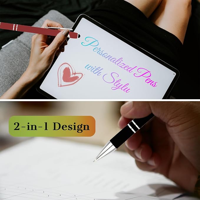 Personalized Pens with Name Logo or Message, Custom Free Engraving Metal Ballpoint Pen with Black Ink Customized Gift for Business, Graduation and Promotions (Blue)