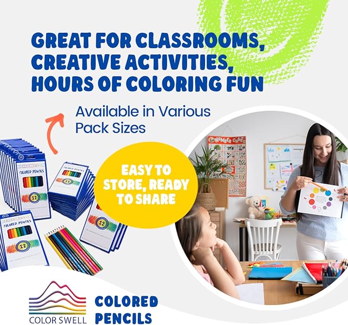 Color Swell Bulk Colored Pencils – 30 Sets, 360 Pre-Sharpened Assorted Vibrant Colors – Ideal for Kids, Teachers, and Classroom Supplies
