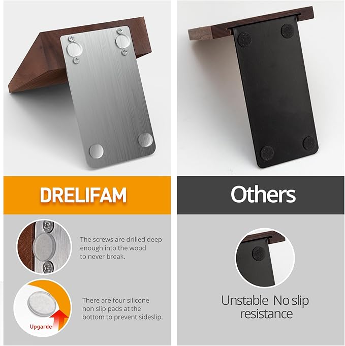 Walnut Book Ends Heavy Duty Handmade Book Ends for Shelves Decorative Bookends to Hold Heavy Books (Black Walnut Wood Small)