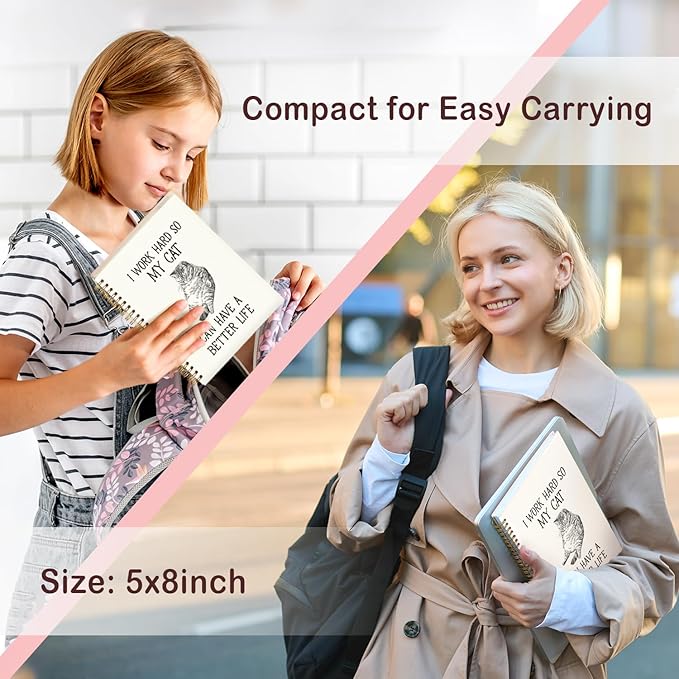 Lacama Cat Notebook, Gifts for Cat Lovers, Funny Notebooks for Work, 160 Pages, Office Humor Gifts, School Office Supplies, 5.5"x8.3" I Work Hard So My Cat Can Have A Better Life Journal Notebook