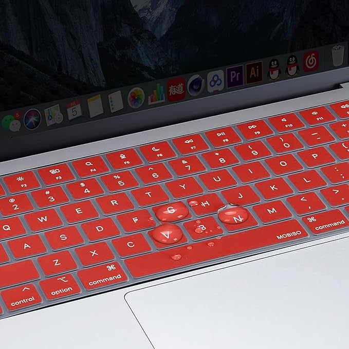 MOSISO Keyboard Cover Skin Compatible with MacBook Air 15 inch M3 A3114 M2 A2941/Air 13.6 A3113 A2681/Pro 14/16 M4 M3 M2 M1, Red
