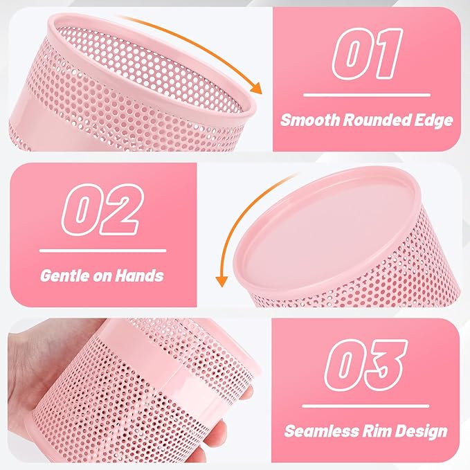 Segarty Pencil Holder, 6 Pack Pink Pen Holder, 3.3 x 3.9 inch Pencils Cups Holder, Round Metal Pens Container Organizer for Office Supplies, School Classroom, Makeup Brush, Home Storage