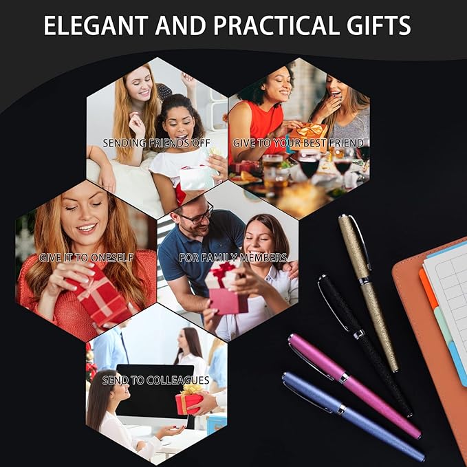 Nice pens,luxury pen with cace,fancy pens Ballpoint Pen Smooth writing experience stylish design effortless writing executive pen-Gift Box with 0.5mm Black 2 Extra Refill (Black)