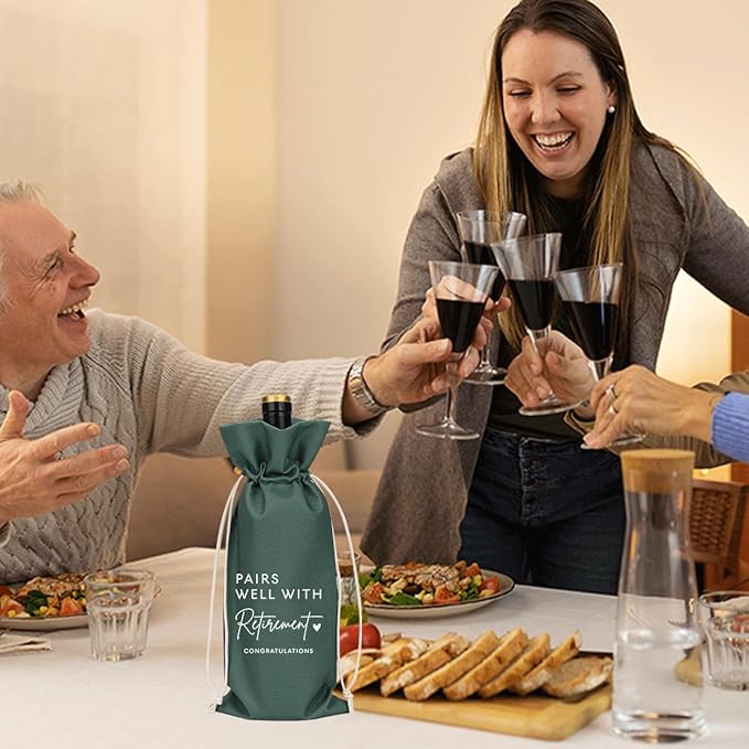 XFW Grey Retirement Wine Bag Retirement Gifts for Women Men Farewell Gifts for Coworkers Going Away Gift for Friends Boss