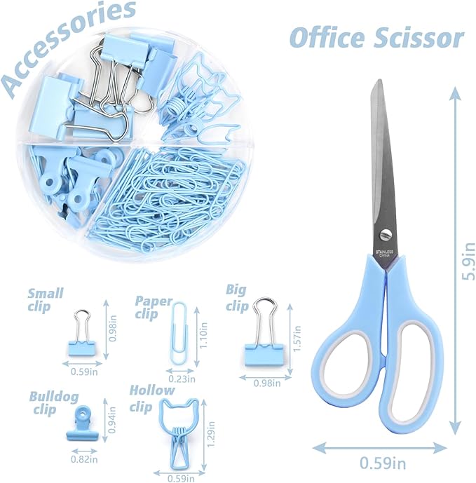 OfficeMate Stapler & Tape Dispenser Set - Blue Desk Accessory Kit, Gift for Students, Women, Coworkers, Boss Lady, Office Clerks