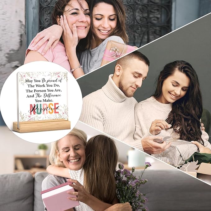 Registered Nurse Gifts for Women Nurses Week Gifts Appreciation Thank You Graduation Gift for Nurse Office Desk Decor for Home Acrylic Sign Christmas Gift