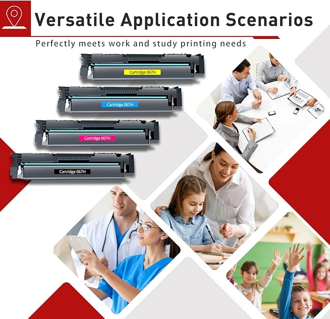 067H 067 Toner Cartridges Set Compatible for Canon 067H 067 Toner Cartridge Work with Canon ImageClass MF656Cdw MF654Cdw LBP632Cdw LBP633Cdw Printers|067H B/C/Y/M,4Pack 067H Toner