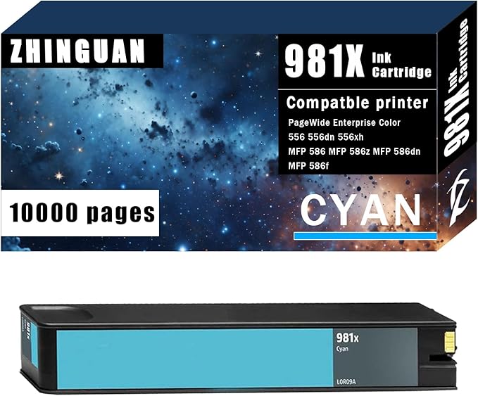 Remanufactured 981X Cyan Ink Cartridge 981 High Yield Ink Cartridge Works for PageWide Enterprise Color 556 556dn 556xh MFP 586 MFP 586z MFP 586dn MFP 586f Printer