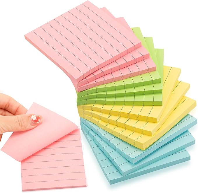 Fainne 120 Pack Sticky Notes 3x3 Bulk Back to School Supplies Self Stick Note Pads Lined Adhesive Paper Memo Colorful Gifts for First Day of School Student Teacher Office, 50 Sheets/Pad