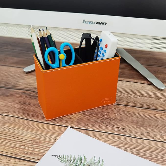 Pen Pencil Holder Cup Container PU Leather Desk Organizer Stand Decor Brush Scissor Decoration Office Home School