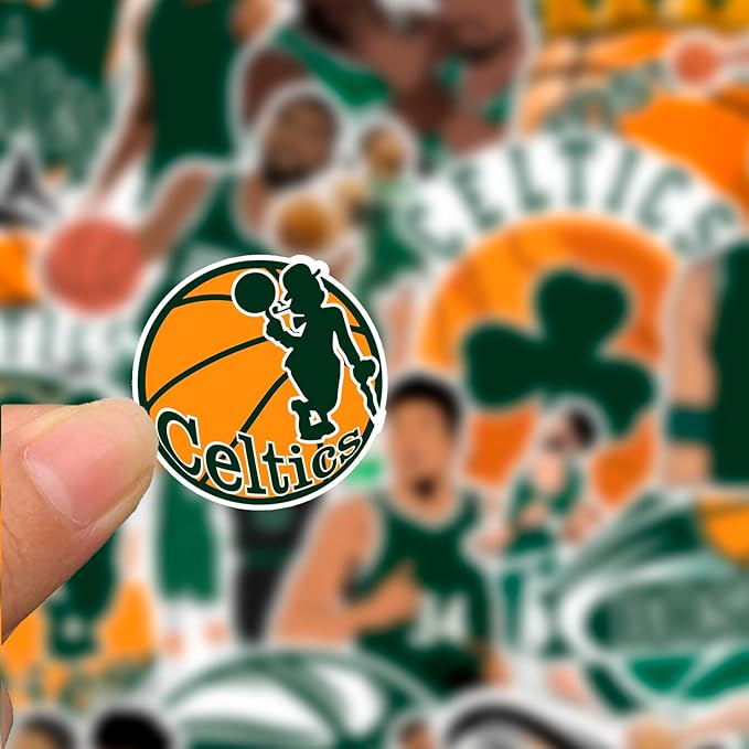 25PCS Boston Basketball Celtics Stickers Pack for Laptop Water Bottle Car Window Scrapbook Helmet Skateboard Wall Cool Vinyl Decals Waterproof Basketball Gifts for Kids Teens Adults Fans