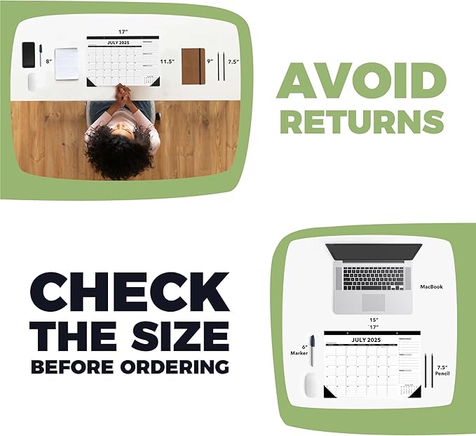 Sproutbrite 18 Month Desk Calendar 17" x 11.5" Medium Size Desktop Monthly Planner with To-Do List and Notes, Home, Office School Desk Calendar (July 1 PACK)