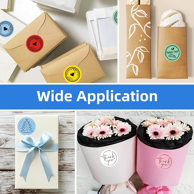 6 Rolls 2" Color Circle Direct Thermal Stickers Labels, Self-Adhesive Round Thermal Labels Printer Stickers for Business, DIY, Code, Name Tag, Envelope Seal